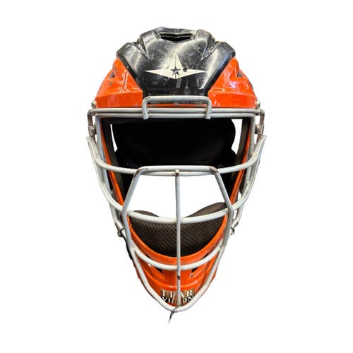 Used All-Star SYSTEM 7 MVP2500 Catchers Helmet w/Mask Black And Orange LG 10299-S000313404