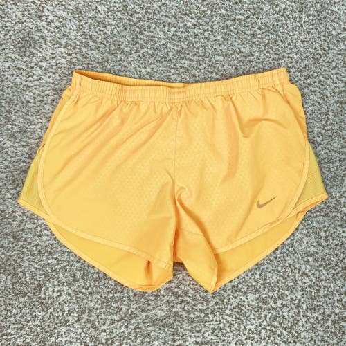 Nike Shorts Women Small Orange Dri-FIT Lined Running Split Leg Zip Pocket Sports
