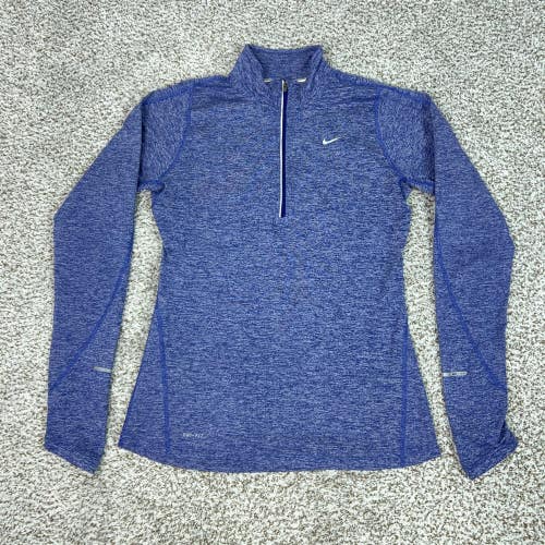Nike Pullover Womens Small Blue Dri-FIT Element 1/4 Zip Long Sleeve Running Gym