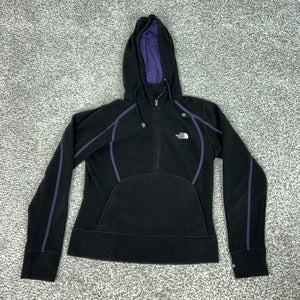 North Face Hoodie Womens Small Black TKA Micro 2/4 Zip Fleece Pocket Hiking Gorp