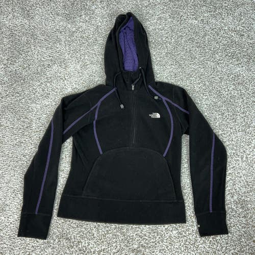 North Face Hoodie Womens Small Black TKA Micro 2/4 Zip Fleece Pocket Hiking Gorp