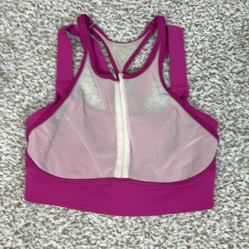 Lululemon Sports Bra Womens 6 Pink Front Zip Mesh High Support Workout Gym Sport