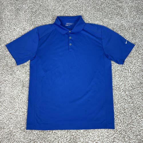Nike Golf Polo Shirt Mens Large Blue Solid Dri-Fit Tour Performance Golf Top