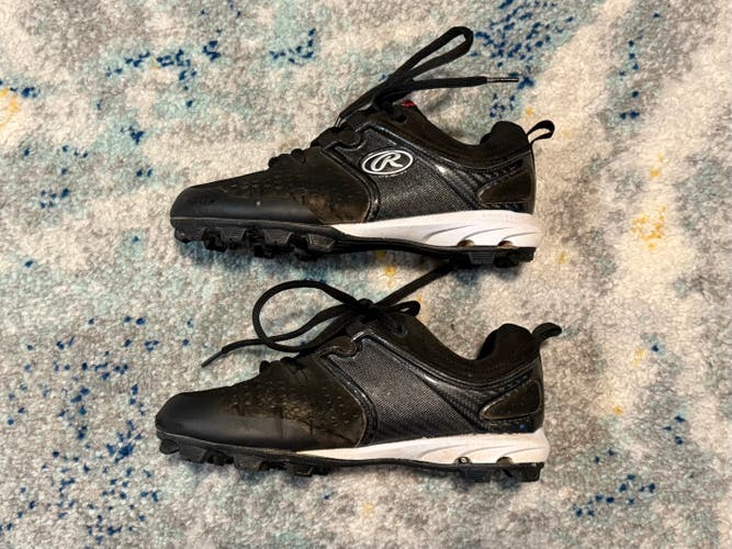 Used Rawlings Stirrup Baseball Cleats Youth Size 2 Black