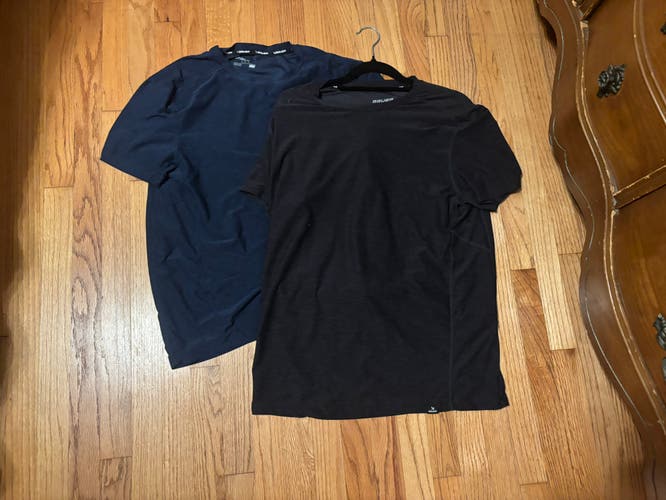 Set of 2 Ice Hockey Practice Training Tops NHL Bauer Dri-Fit Short Sleeve Size S