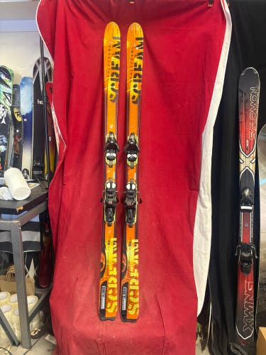 Skis: Salomon 185 cm All Mountain Skis With Bindings (Used)