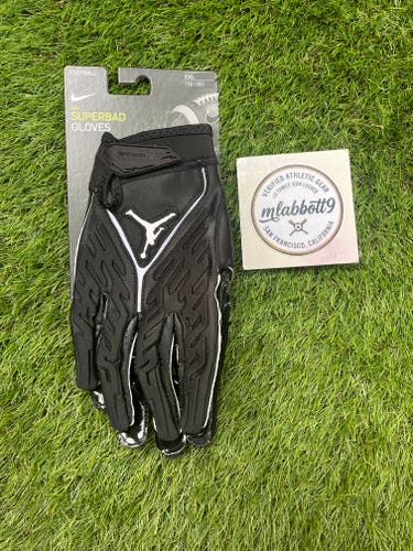 Nike Jordan Superbad 6.0 Jumpman Football Gloves (DX4476 ) - Black/White - XXL - Pro Stock - New