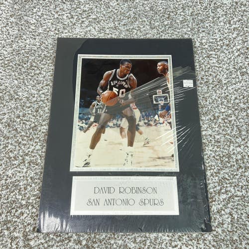 San Antonio Spurs Matted Photo Black White NBA Basketball David Robinson 17x11.5