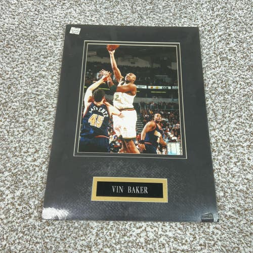 Seattle SuperSonics Photo Matted Black NBA Basketball Vin Baker Wall Art 17x11.5