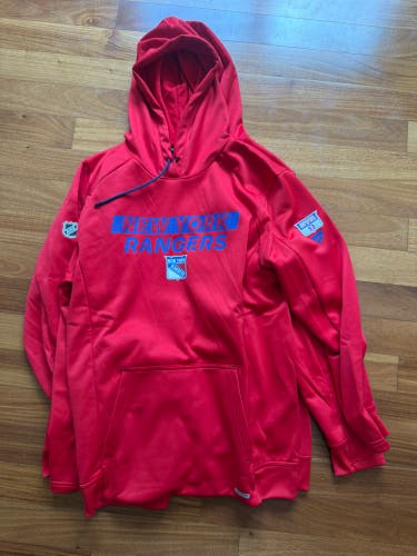 Mika Zibanejad 93 New York Rangers Fanatics Authentic Pro Hoodie Player Used Large