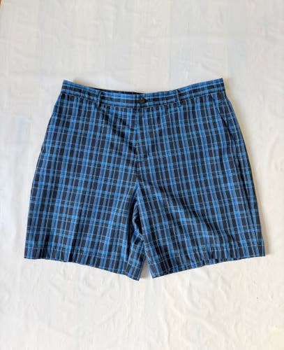 Adidas Men's Plaid Golf Shorts 8" Blue Black Size 36 Stretch Performance