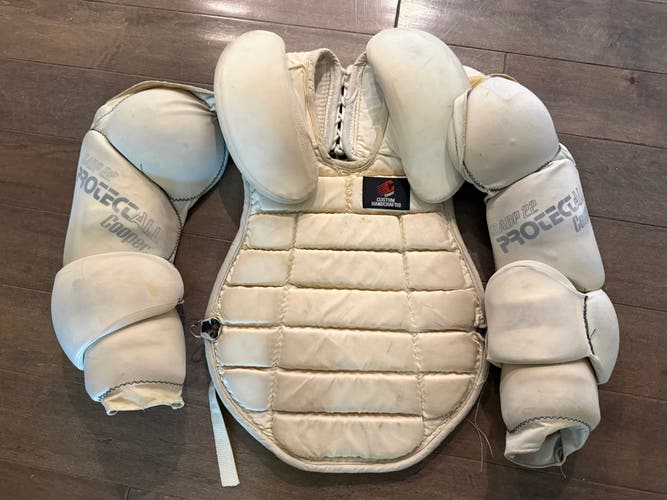 Vintage Cooper Medium Goalie Chest Protector (Used) and Vintage CCM skates (used)