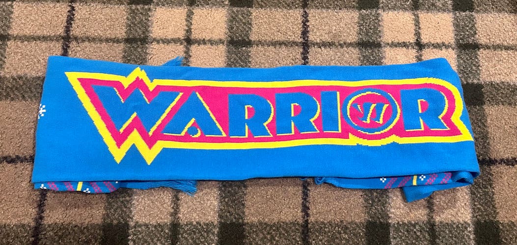 Warrior Lacrosse hockey holiday scarf promo blue pink yellow cool!