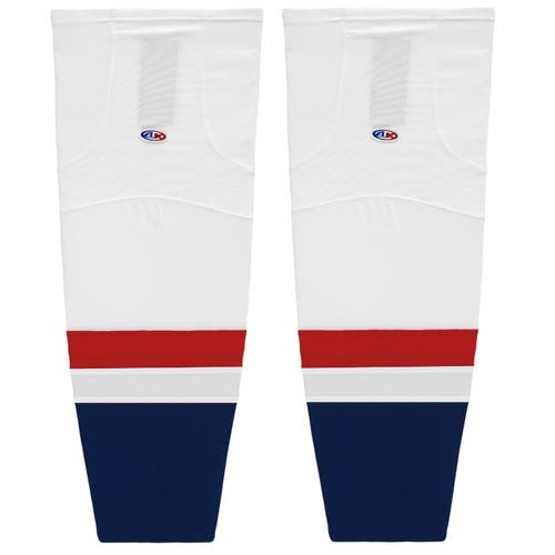 Athletic Knit HS2100-809 2008 Washington White Cut&Sew Mesh Ice Hockey Socks - Senior XL Wide 30"