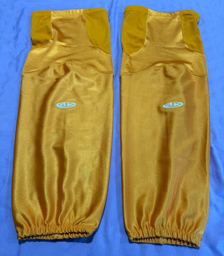 USED YELLOW ATHLETIC KNIT Pro Stock Hockey Practice Socks SIZE XLARGE -FROM ECHL TEAM