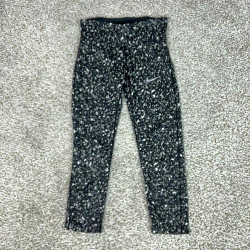Nike Pants Womens Small Black Dri-FIT Cropped Leggings Running Gym Flecked Tight