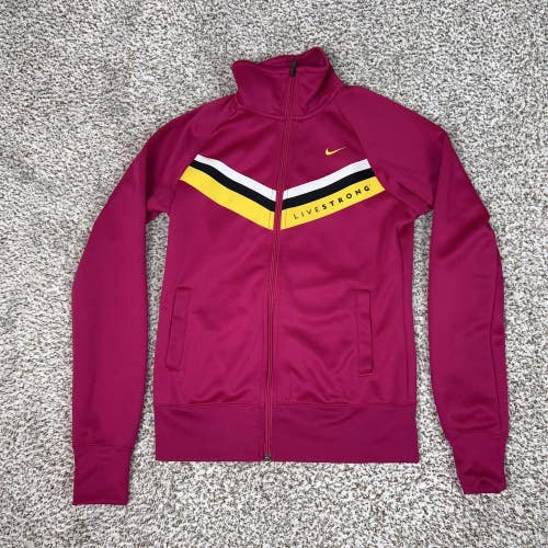 Nike Jacket Womens Small Pink Livestrong Full Zip Track Running Athletic Top