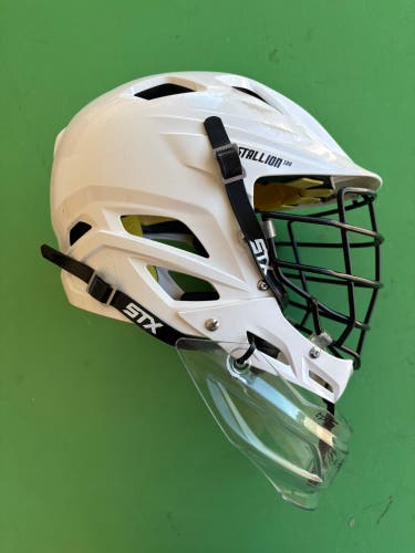White Youth Goalie STX Stallion 100 Youth Helmet