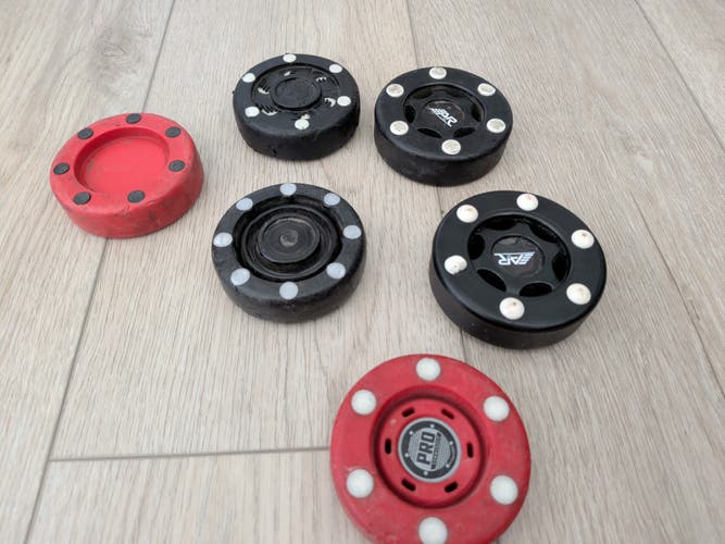 6 Inline Roller Hockey Pucks (used)
