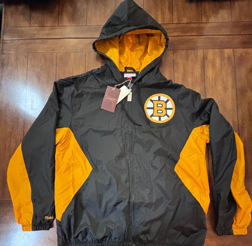 Boston Bruins Mitchell & Ness Full Zip Windbreaker Adult Large NWT