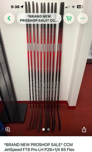 Senior CCM JetSpeed FT8 Pro Left Hand Hockey Stick P28+1/4 85 Flex (New)