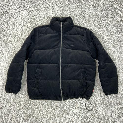 Levis Jacket Womens Large Black Corduroy Puffer Full Zip Insulated Winter Coat