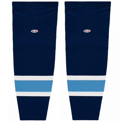 Athletic Knit HS2100-761 Navy/Sky/White Cut&Sew Mesh Ice Hockey Socks - Intermediate 25"