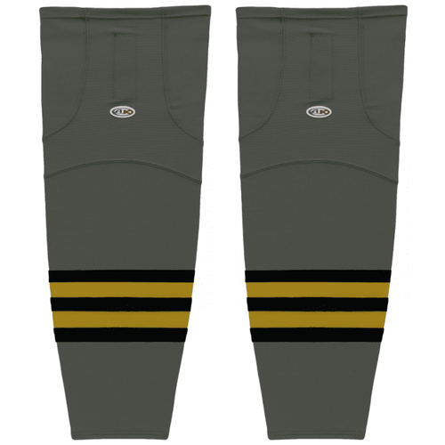 Athletic Knit HS2100-748 Graphite/Black/Knights Gold Cut&Sew Mesh Ice Hockey Socks - Youth 21"