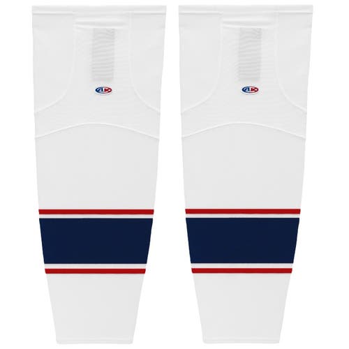 Athletic Knit HS2100-689 2017 Columbus White Cut&Sew Mesh Ice Hockey Socks - Youth 21"