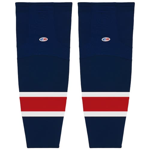 Athletic Knit HS2100-690 Columbus Navy Cut&Sew Mesh Hockey Socks - Senior XL Wide 30"