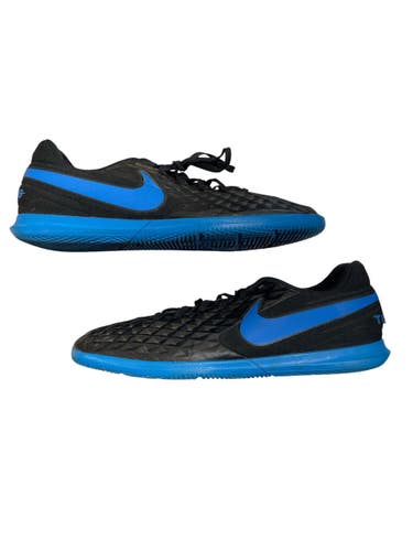 Used Nike TIEMPO Soccer Indoor Shoes Black And Carolina Blue Senior 12 11873-C000247597