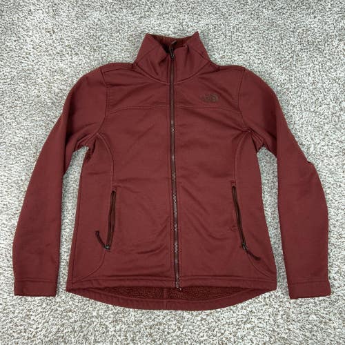 North Face Jacket Womens Medium Red Fleece Lined Full Zip Softshell Outdoor Gorp