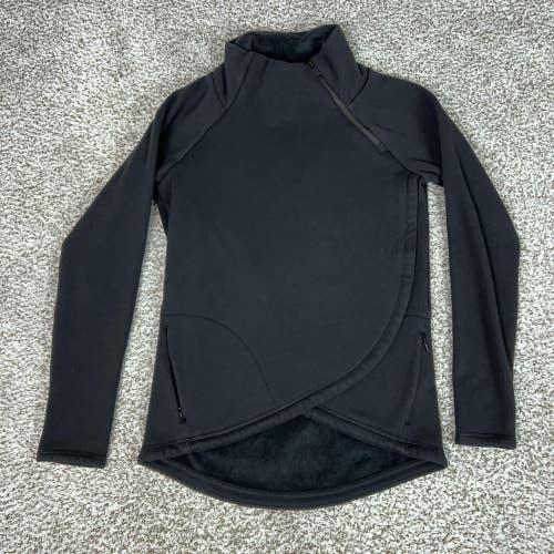 Athleta Sweatshirt Womens XS Black Mock Neck Cozy Karma Asym Fleece Pullover