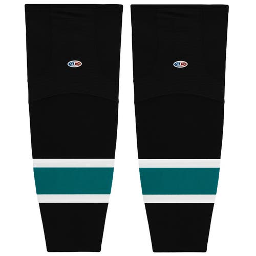 Athletic Knit HS2100-634 2008 San Jose 3rd Black Cut&Sew Mesh Hockey Socks - Senior 30"