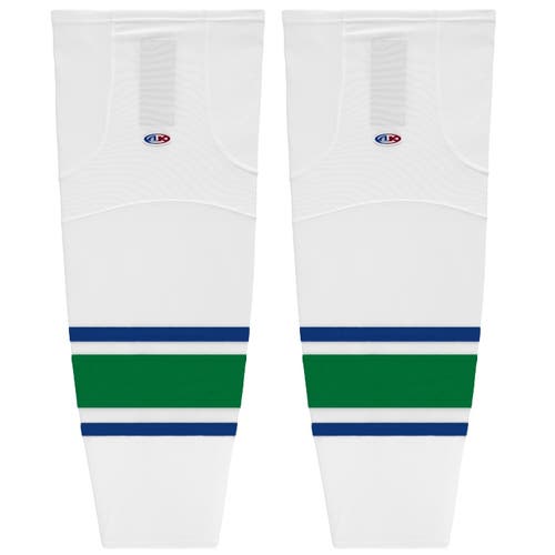 Athletic Knit HS2100-623 2004 Vancouver White Cut&Sew Mesh Ice Hockey Socks - Youth 21"