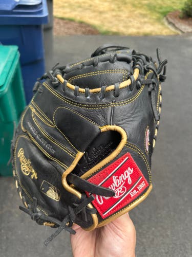 Rawlings R9 Series 32.5" Catcher's Mitt - Black / Gold - R9CM325BG (Right Hand Throw)