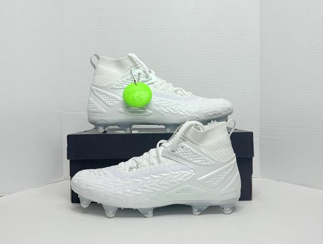 White Men's Size M 8.0 (W 9.0) Adult Under Armour Yard High Top Molded Cleats (New)