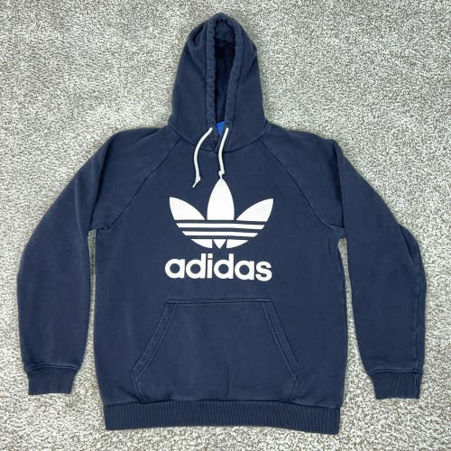 Adidas Hoodie Mens Large Blue Trefoil Logo Pullover Sweatshirt Fleece Originals