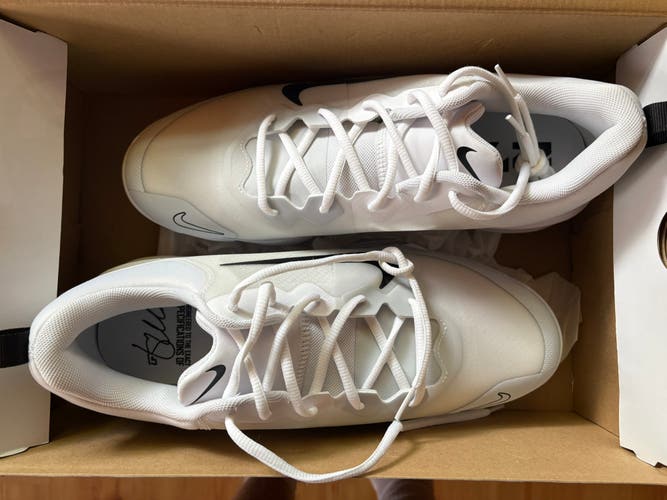 White Men's Size M 11.5 (W 12.5) Adult Nike Force zoom trout 9 pro Low Top Metal (New)