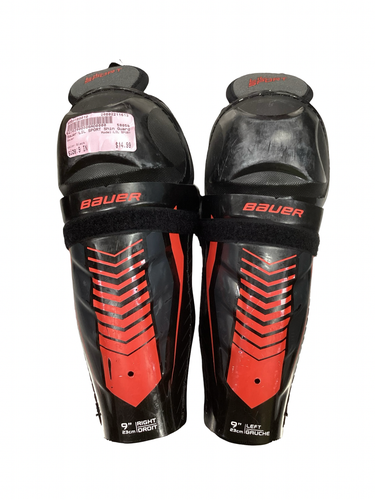Used Bauer LIL SPORT Youth Shin Guards Black 9" 11613-S000189010
