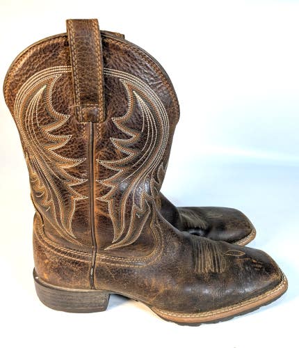Ariat Hybrid Rancher Waterproof Western Boot Brown Leather Men's Size: 9 D