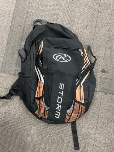 Used Rawlings STORM BB/SB Player Backpack Black 11614-S000243228