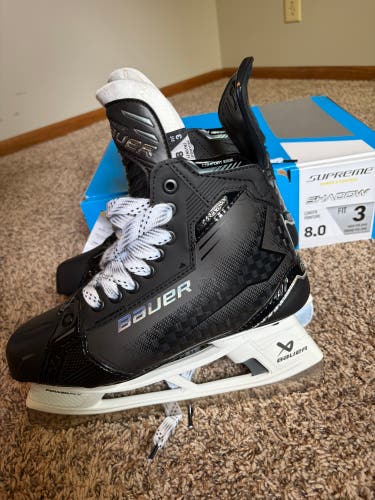 Bauer Supreme Shadow SR Hockey Skates Size 8 Fit 3 (New with flaws) Black