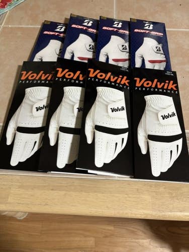 Men's Bridgestone & Volvik White ML Cadet Hybrid Leather Golf gloves for RH golfer (wear on LH)