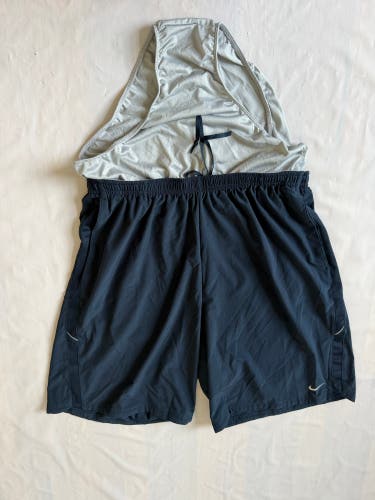 Nike Navy Blue Running Shorts 9" Mesh Trim Built-In Liner Dri-FIT reflective XL
