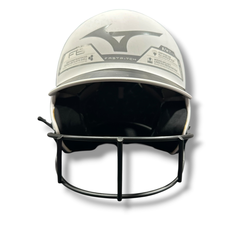 Used Mizuno F6 Batting Helmet w/Mask White MD 11375-S000381653