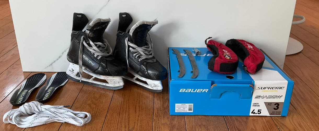 Bauer Supreme Shadow Skates - Size 4.5 Fit 3 | Includes Extra FLY-TI Steel, Box & Accessories