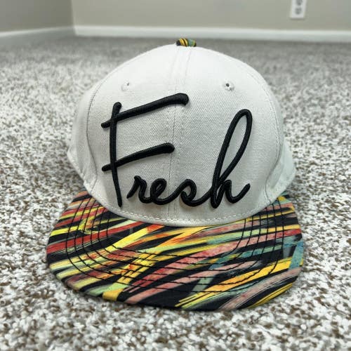 Neff Fresh Hat Cap Snap Back Mens White Multicolor Flat Bill Embroidered Graphic