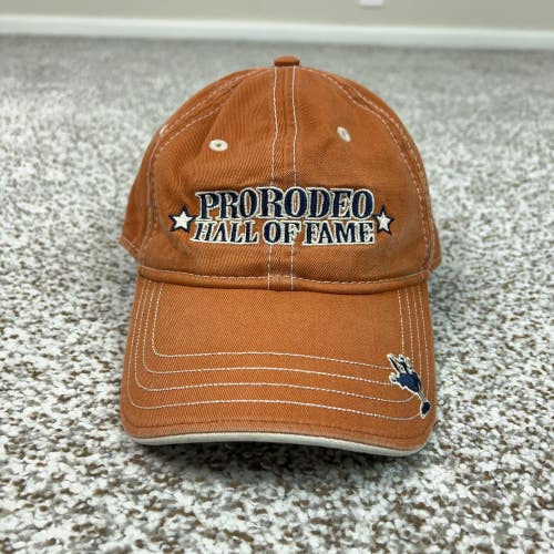 Pro Rodeo Hall of Fame Hat Cap Strap Back Rust Orange Embroidered Western Mens
