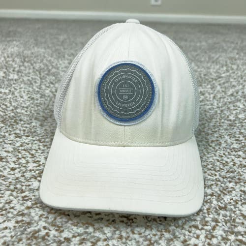Travis Mathew Hat Cap Snap Back White Mesh Trucker Patch Golf Mens 110 Flexfit